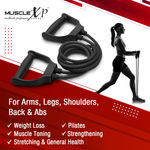 Buy MuscleXP DrFitness+ Double Toning Tube Latex Tube Body Enhancer For Women & Men with Door Anchor, Workout, Home Gym and Toning, For Arms, Legs, Shoulders (Black) - Purplle