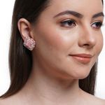 Buy Karatcart Pink American Diamond Studded Classic Stud Earrings for Women - Purplle
