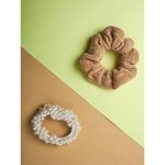 Buy Lilly & Sparkle Pearl And Textured Fabric Scrunchie For Women- Set Of 2 - Purplle