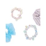 Buy Lilly & Sparkle Multi Assorted Pearl Studded Scrunchies || Hair Rubber Band For Women And Girls Set Of 4 - Purplle