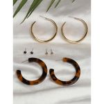 Buy Lilly & Sparkle Gold Toned Set Of 2 Tiger Acetet, Gold Hoop Earrings And 2 Studs Pack || Earrings For Womens and Girls - Purplle