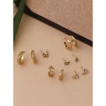 Buy Lilly & Sparkle Gold Toned Set Of 3 Stud And 3 Hoop Pack || Earrings For Womens and Girls - Purplle