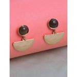 Buy Lilly & Sparkle Gold Toned Hammered Half Circular Gold Drop Dangler Earrings With Green Stone - Purplle
