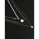 Buy Lilly & Sparkle Gold Tonned Three Layered Pearl Necklace With Heart Charm || Necklaces For Women And Girls - Purplle