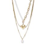 Buy Lilly & Sparkle Gold Tonned Three Layered Pearl Necklace With Heart Charm || Necklaces For Women And Girls - Purplle