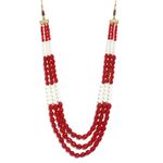 Buy Karatcart Traditional Red and Pearl Beads Maharaja Moti Mala for Men - Purplle