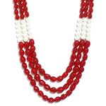 Buy Karatcart Traditional Red and Pearl Beads Maharaja Moti Mala for Men - Purplle