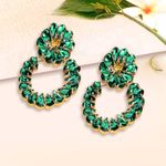 Buy Fashion Frill Fancy & Beautiful Green Stone Crystal Earrings Long Tassel For Women & Girls - Purplle