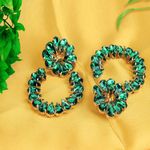 Buy Fashion Frill Fancy & Beautiful Green Stone Crystal Earrings Long Tassel For Women & Girls - Purplle