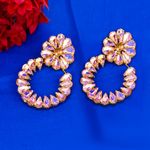 Buy Fashion Frill Fancy & Beautiful Pink Stone Crystal Earrings Long Tassel For Women & Girls - Purplle