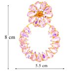 Buy Fashion Frill Fancy & Beautiful Pink Stone Crystal Earrings Long Tassel For Women & Girls - Purplle