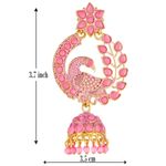 Buy Fashion Frill Mayur Design Mesmerizing Gold Plated Pink Jhumkas For Women and Girls - Purplle