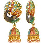 Buy Fashion Frill Stunning Multicolor Mayur Design Gold Plated Jhumki For Women and Girls - Purplle