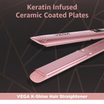 Buy Vega K Shine Hair Straightener for Women with Keratin Infused Plates, Rose Gold, (VHSH-28) - Purplle