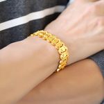 Buy Yellow Chimes Trendy And Stylish Link Heart Design 18K Gold Plated Wide Bracelet For Men And Boy's - Purplle