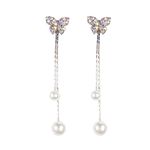 Buy Yellow Chimes Butterfly Flower Pearl Crystal Hanging Tassels Combo Set Stylish Silver Earrings for Women and Girls - Purplle