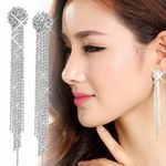 Buy Yellow Chimes Butterfly Flower Pearl Crystal Hanging Tassels Combo Set Stylish Silver Earrings for Women and Girls - Purplle