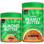Buy NourishVitals Irresistibly Tasty Combo | Natural Almond Butter (Extra Crunchy), 200g + Classic Peanut Butter (Almonds Crunchy), 750g - Purplle