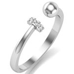 Buy KUNUZ 925 Sterling Silver Cubic Zirconia Crystal Studded Adjustable Ring for Women - Purplle