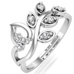 Buy KUNUZ 925 Sterling Silver Leaf Shape Adjustable Ring for Women - Purplle