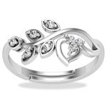 Buy KUNUZ 925 Sterling Silver Leaf Shape Adjustable Ring for Women - Purplle