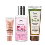 Buy Combo of 3- Green Tea Face Wash 100ml + Rose Water 100ml + Lip Sleeping Mask 10g - Purplle