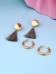 Buy Lilly & Sparkle Gray Tassel And Gold Hoop Earrings Set Of 2 - Purplle