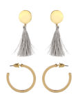 Buy Lilly & Sparkle Gray Tassel And Gold Hoop Earrings Set Of 2 - Purplle