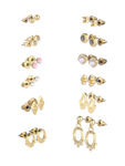 Buy Lilly & Sparkle Gold Toned Stud Earrings Set Of 12 Set Of 12 - Purplle