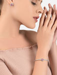 Buy Lilly & Sparkle Silver Toned Crystal Studded Bracelet And Stud Earrings With Pink Heart Stone - Purplle