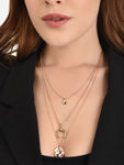 Buy Lilly & Sparkle Gold Toned Three Layered Necklace With Globe Charm - Purplle