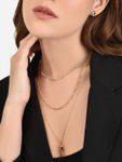 Buy Lilly & Sparkle Gold Toned Three Layered Necklace And Earrings With Cup Chain and Heart Charm - Purplle