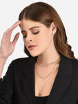Buy Lilly & Sparkle Gold Toned Three Layered Necklace And Earrings With Cup Chain and Heart Charm - Purplle