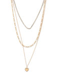 Buy Lilly & Sparkle Gold Toned Three Layered Necklace And Earrings With Cup Chain and Heart Charm - Purplle
