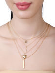 Buy Lilly & Sparkle Gold Toned Four Layered Necklace With Heart, Bar And Lock Charm - Purplle