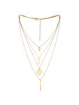 Buy Lilly & Sparkle Gold Toned Four Layered Necklace With Heart, Bar And Lock Charm - Purplle