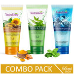 Buy NutriGlow Combo of 3 Face Wash- Diamond Radiance/ Wild Turmeric & Neem & Tulsi For Gentle Cleansing (65 ml each) - Purplle