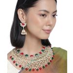Buy Accessher Gold Toned Kundan & Multi Beaded Stone Enamel Jewellery Set For Women & Girls - Purplle