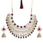 Buy Accessher Gold Toned Kundan & Multi Beaded Stone Enamel Jewellery Set For Women & Girls - Purplle