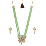 Buy Accessher Gold Toned Kundan & Green Beaded Stone Meenakari Jewellery Set For Women & Girls - Purplle