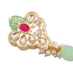 Buy Accessher Gold Toned Kundan & Green Beaded Stone Meenakari Jewellery Set For Women & Girls - Purplle