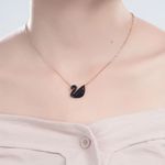 Buy Best Valentine Gifts: Fashion Frill Rose Gold Swan Design Pendant With Silver Couple Ring Jewellery Combo For Women/Girls - Purplle