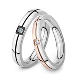 Buy Yellow Chimes Dazzling Stardust Silver Rose Gold Black Stainless Steel Couple Band Rings for Girls and Boys (Design 6) - Purplle
