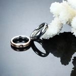 Buy Yellow Chimes Dazzling Stardust Silver Rose Gold Black Stainless Steel Couple Band Rings for Girls and Boys (Design 6) - Purplle
