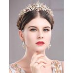 Buy Latest Fashion Floral Design Multicolour Crystal Golden Bridal Wedding Crown Tiaras with Earrings for Women and Girls - Purplle