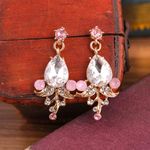 Buy Latest Fashion Floral Design Multicolour Crystal Golden Bridal Wedding Crown Tiaras with Earrings for Women and Girls - Purplle