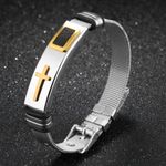 Buy Yellow Chimes Western Style Stainless Steel Never Fading Cross Designer Bracelet for Men & Boys - Purplle