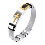 Buy Yellow Chimes Western Style Stainless Steel Never Fading Cross Designer Bracelet for Men & Boys - Purplle