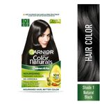 Buy Garnier Color Naturals No Ammonia Permanent Hair Color Shade 1 - Natural Black (70ml + 60g) + Garnier Fructis Strengthening Shampoo Long & Strong 175ml (Combo Pack of 2) - Purplle