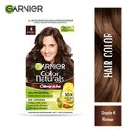 Buy Garnier Color Naturals No Ammonia Permanent Hair Color Shade 4 - Brown (70ml + 60g) + Garnier Fructis Strengthening Shampoo Long & Strong 175ml (Combo Pack of 2) - Purplle